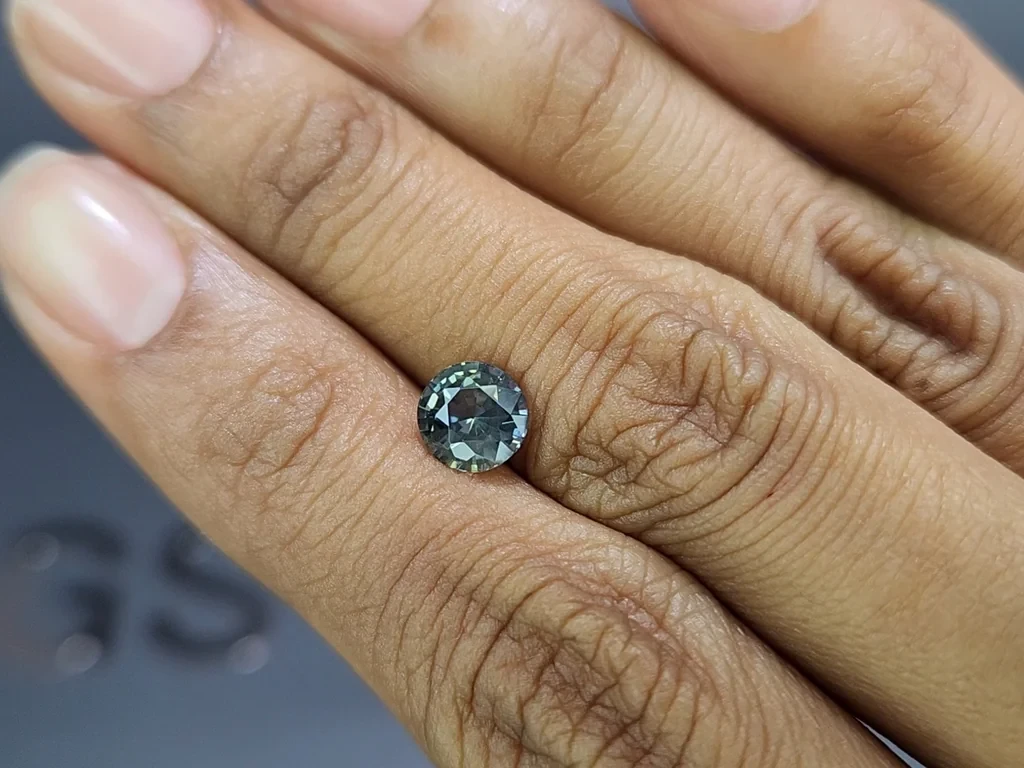 Unheated Teal sapphire round cut 1.62 carats, Madagascar Image №2
