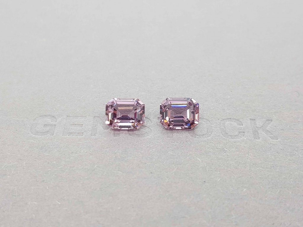 Pair of greyish pink octagon cut spinels 4.08 ct, Burma Image №1