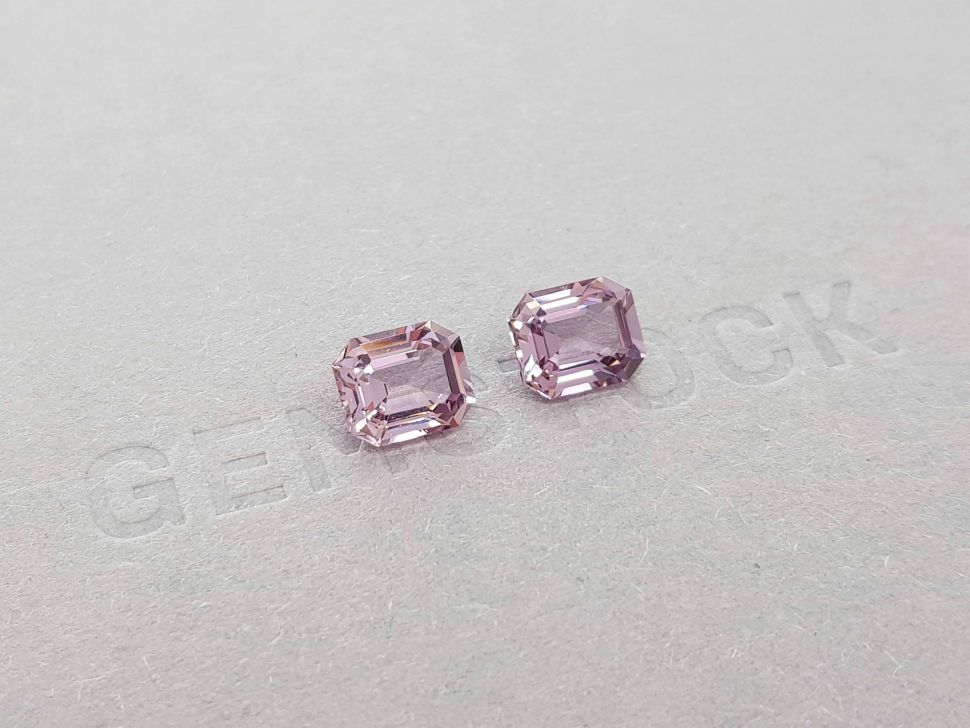Pair of greyish pink octagon cut spinels 4.08 ct, Burma Image №2