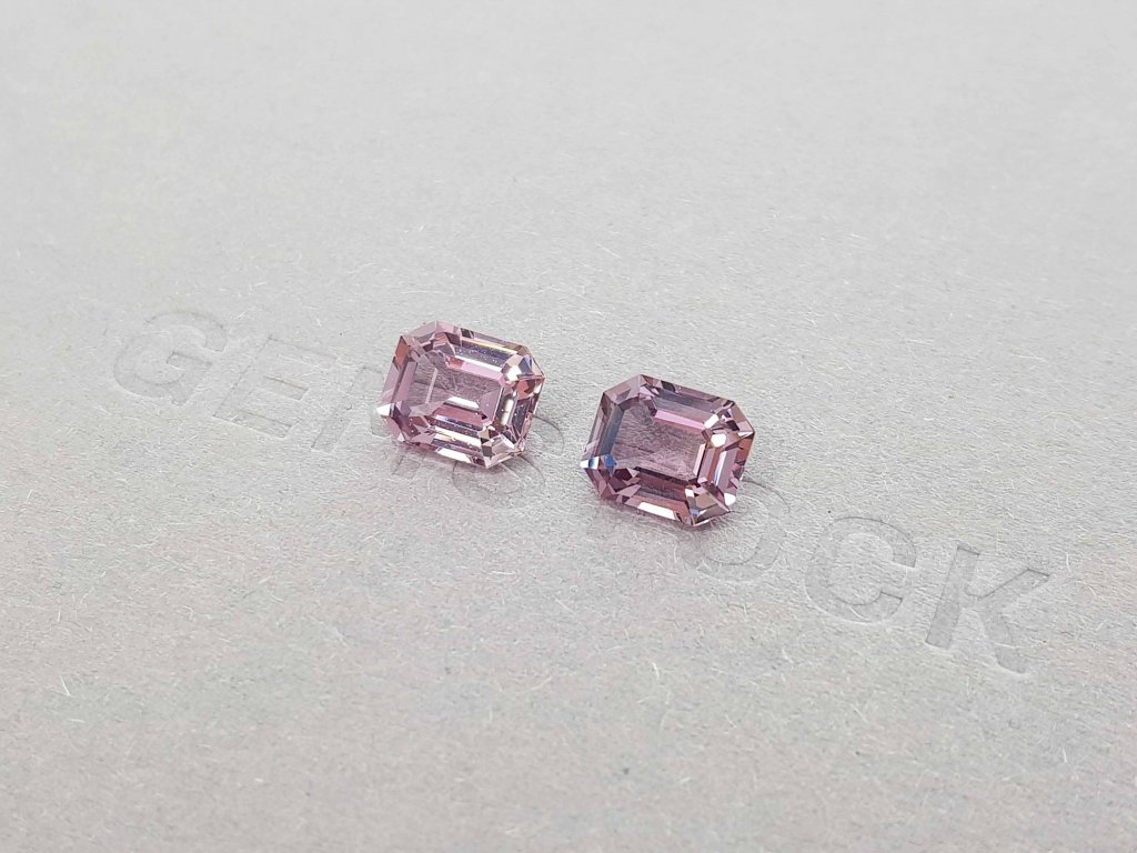 Pair of greyish pink octagon cut spinels 4.08 ct, Burma Image №3