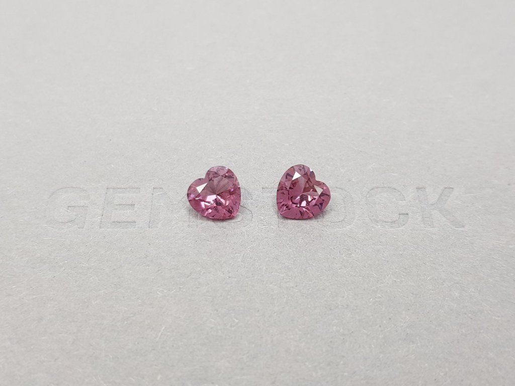 Pair of heart cut pink spinels 2.09 ct, Tanzania Image №1