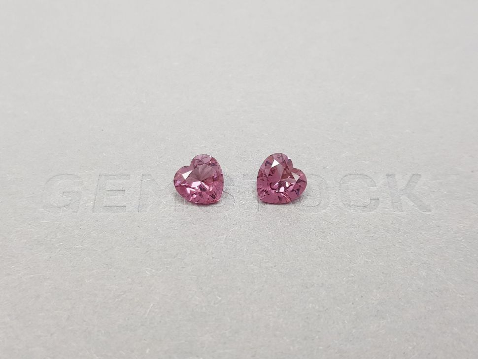 Pair of heart cut pink spinels 2.09 ct, Tanzania Image №1