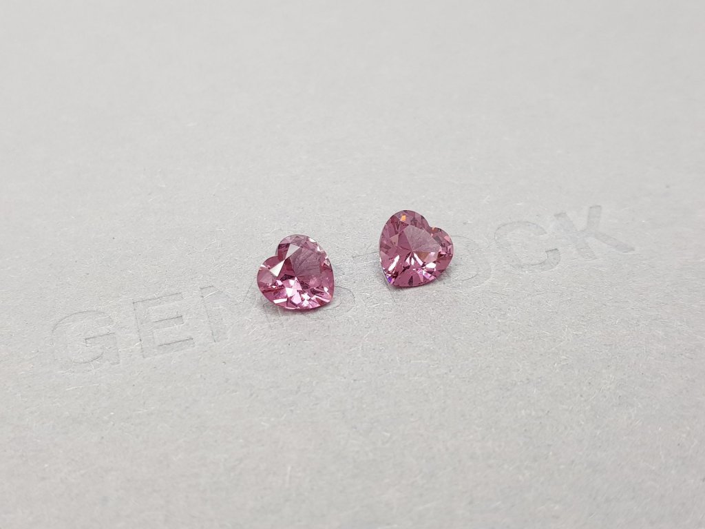 Pair of heart cut pink spinels 2.09 ct, Tanzania Image №2