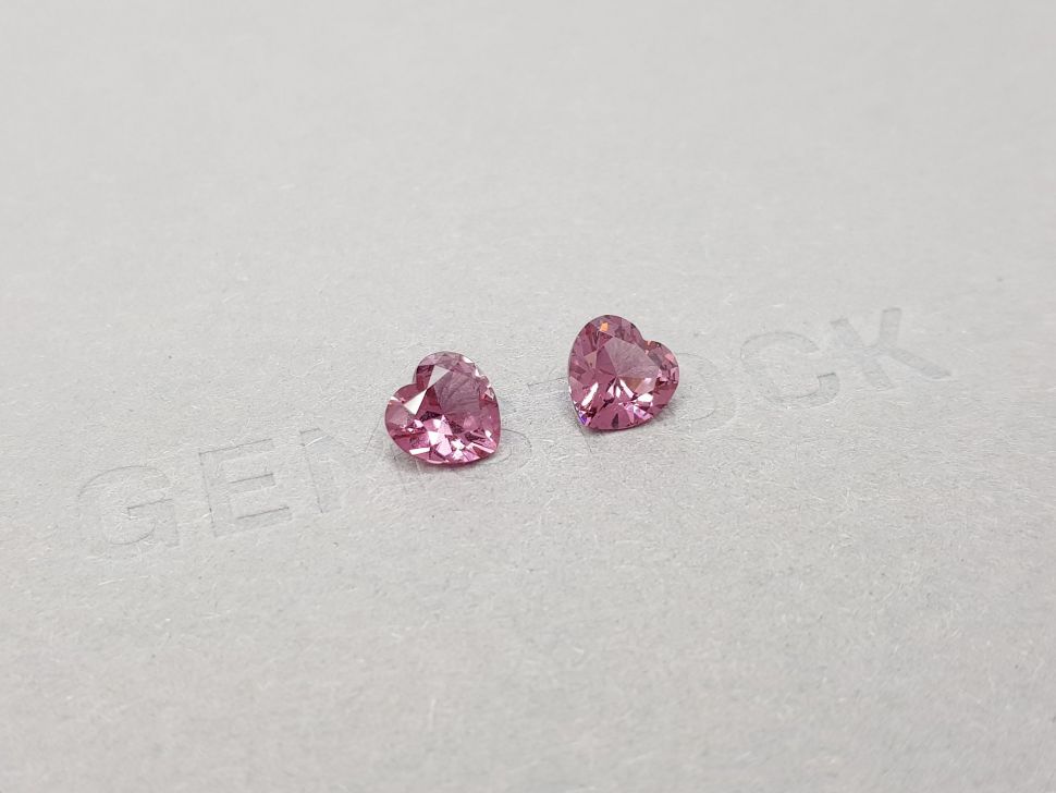 Pair of heart cut pink spinels 2.09 ct, Tanzania Image №2