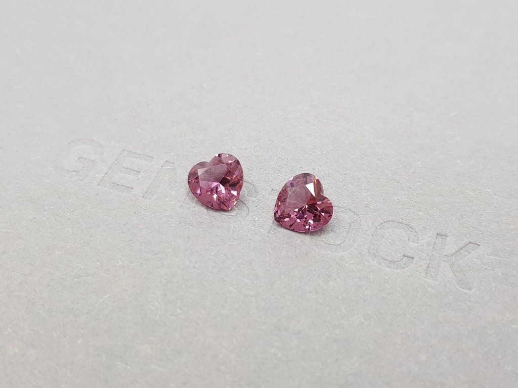 Pair of heart cut pink spinels 2.09 ct, Tanzania Image №3