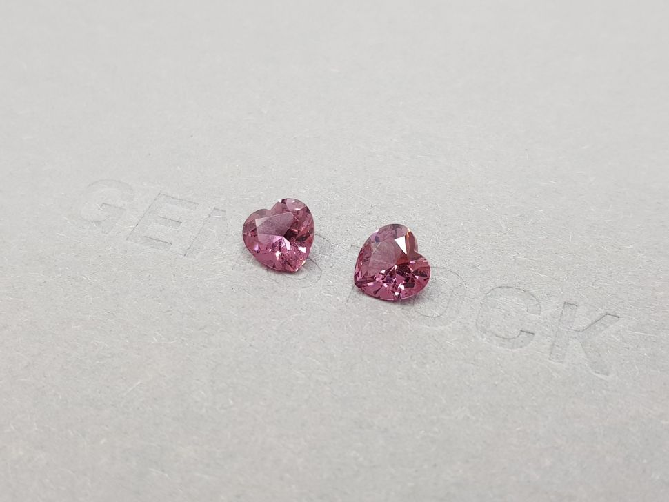 Pair of heart cut pink spinels 2.09 ct, Tanzania Image №3
