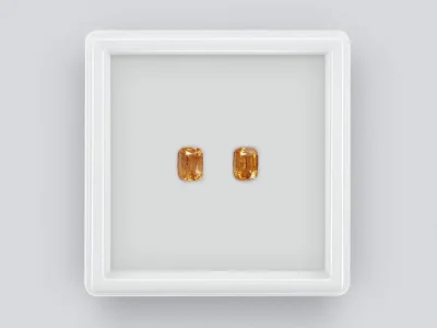 Pair of Fanta color spessartines in cushion cut 1.82 ct photo