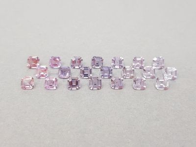 Set of 21 Asscher cut spinels 6.67 carats photo