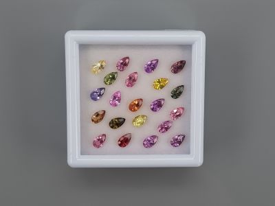 Set of calibrated sapphires 5x3 mm in pear cut 4.91 carats/21 pcs. photo