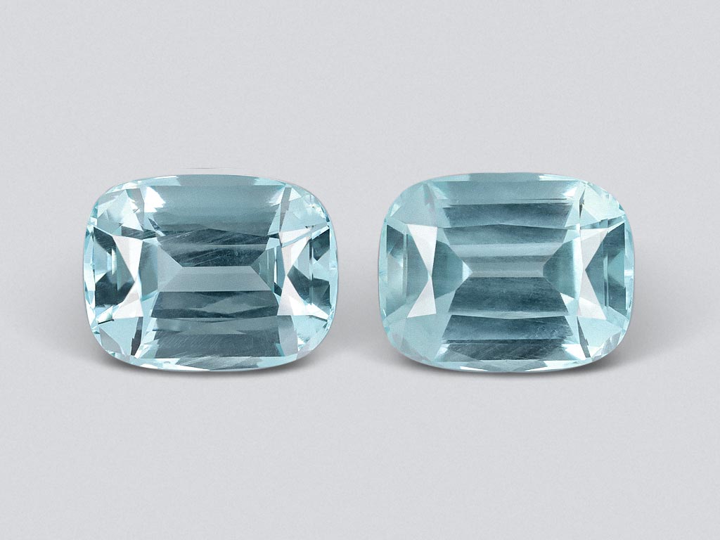 Pair of cushion cut aquamarines 34.45 carats, Mozambique Image №1