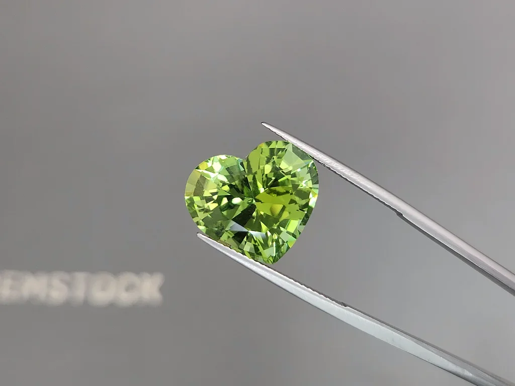 Mint green tourmaline in a high-precision cut 13.87 carats, heart shape Image №3