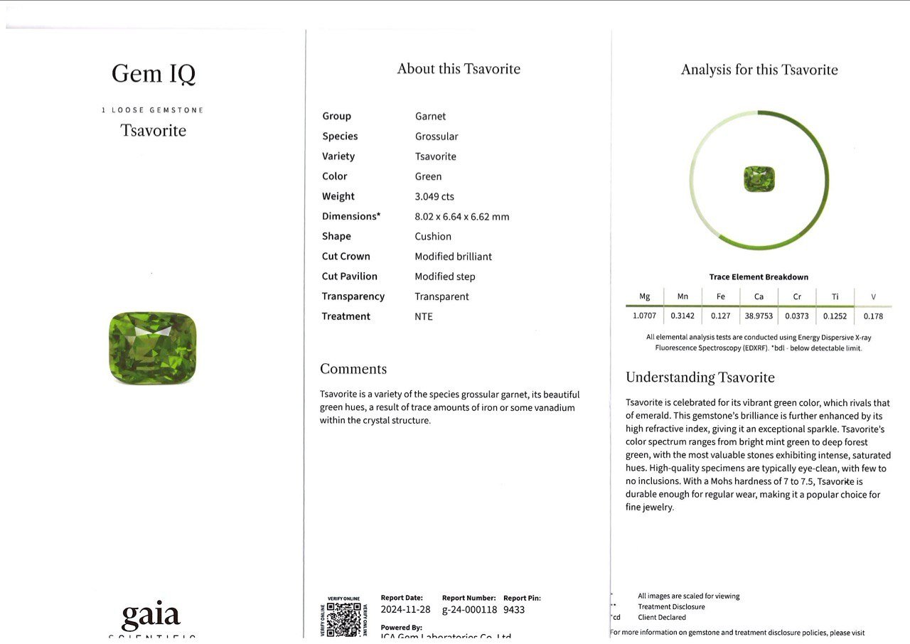 Granate tsavorita verde talla cojín 3,01 quilates, Tanzania Image №6
