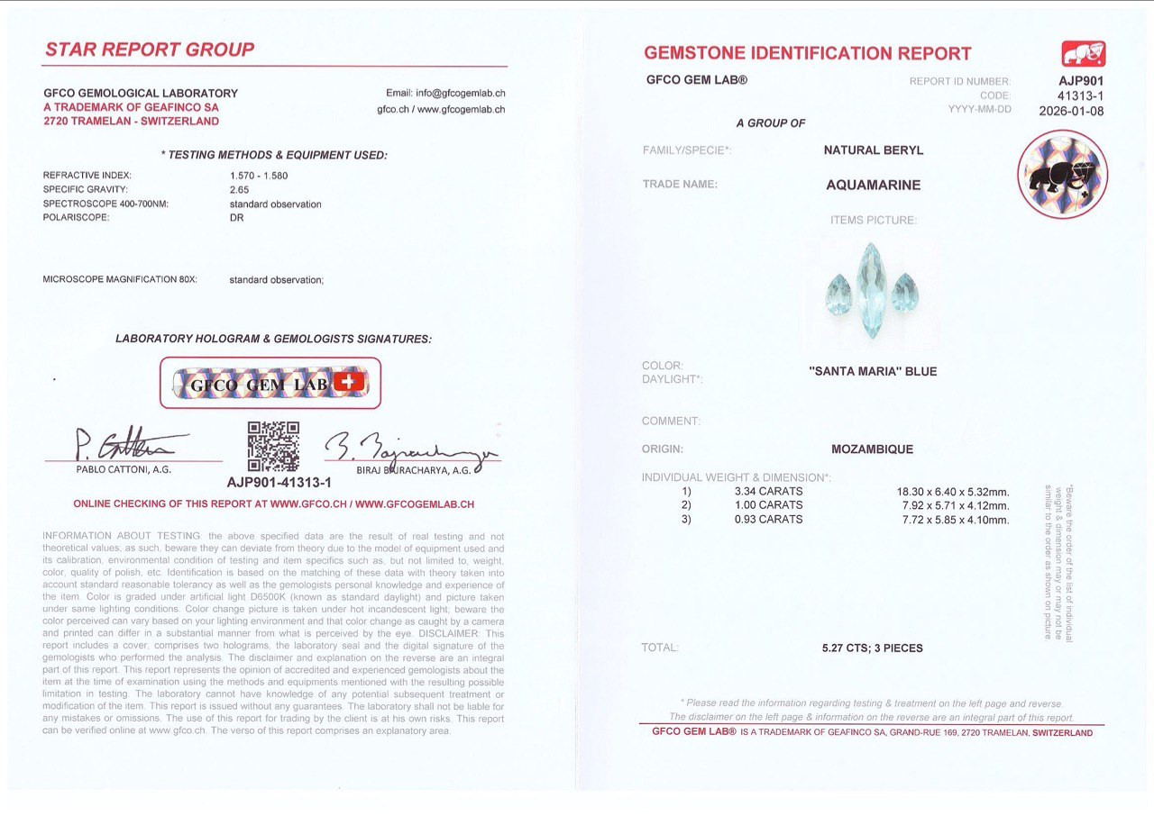 Satz aquamarine im birnen und marquiseschliff 5,27 karat, Mosambik Image №6