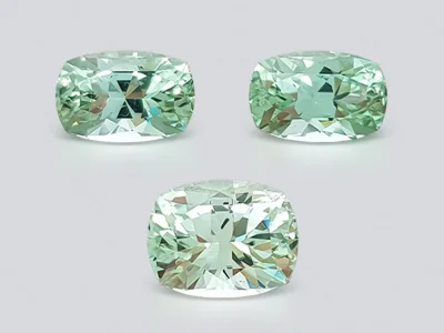 Cushion cut light blue-green verdelite set 8.35 ct photo