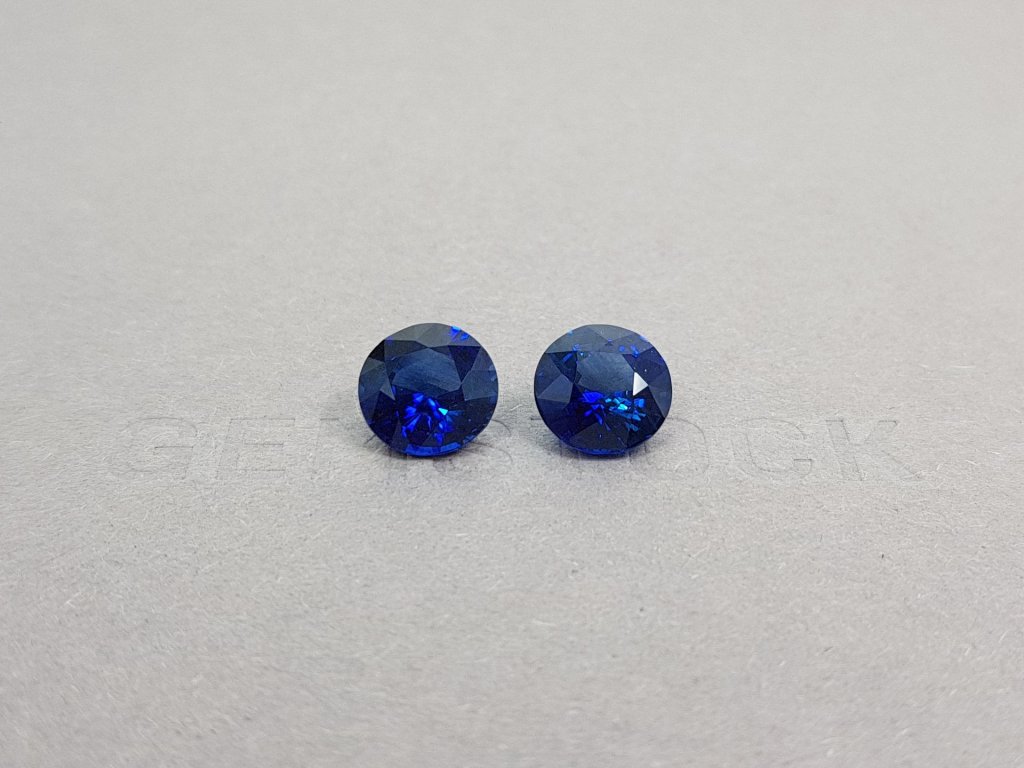 Pair of blue round sapphires 6.14 ct Image №1