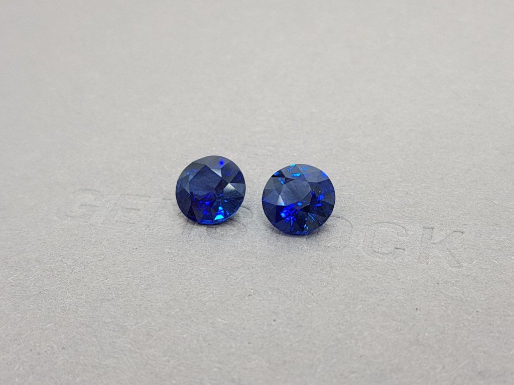 Pair of blue round sapphires 6.14 ct Image №3