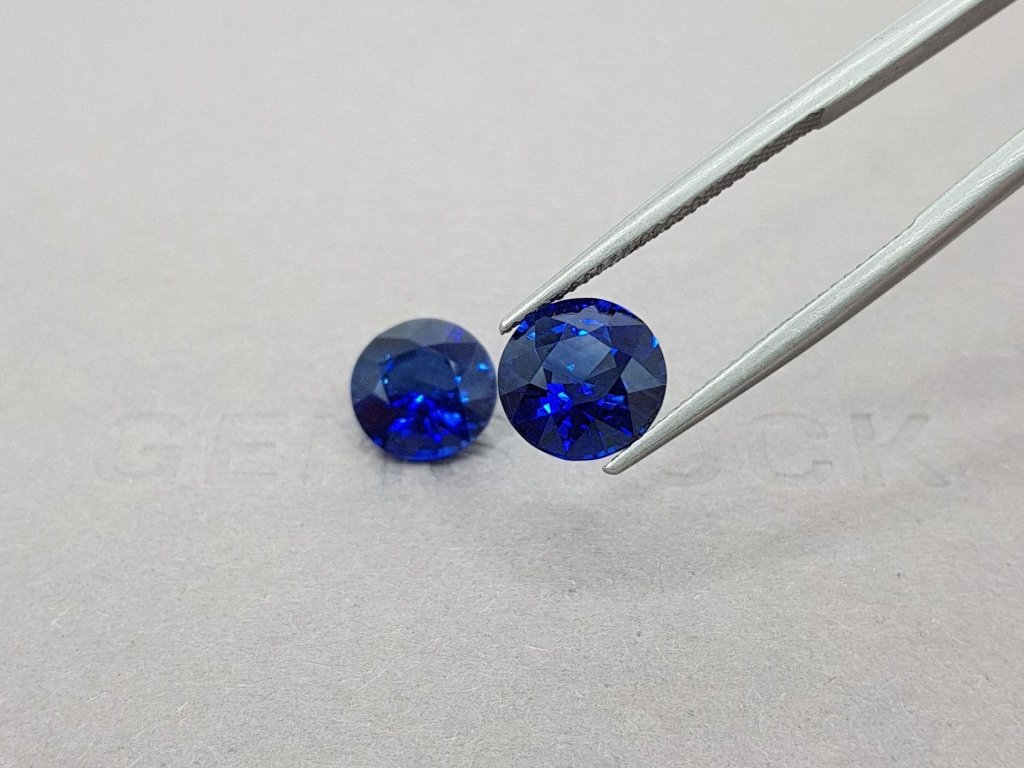 Pair of blue round sapphires 6.14 ct Image №4