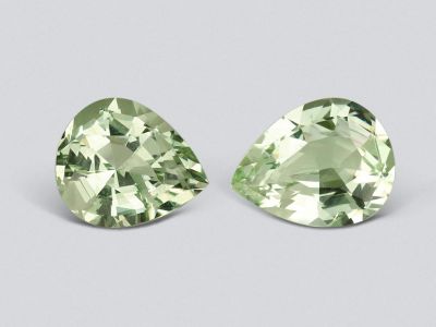 Pair of rare green beryl in pear cut 4.03 carats, Nigeria photo