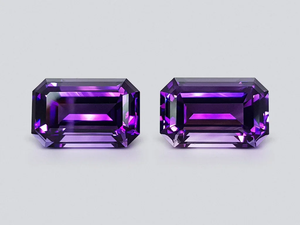 Pair of octagon-cut amethysts 21.71 carats, Brazil Image №1