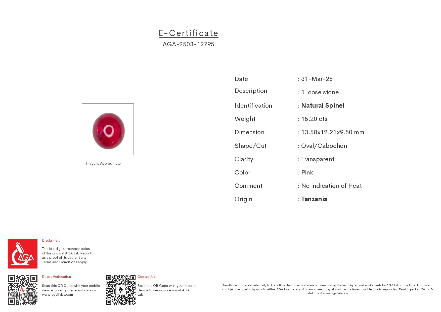 Large spinelv Mahenge Vivid Pink cabochon cut 15.20 carats, Tanzania Image №5