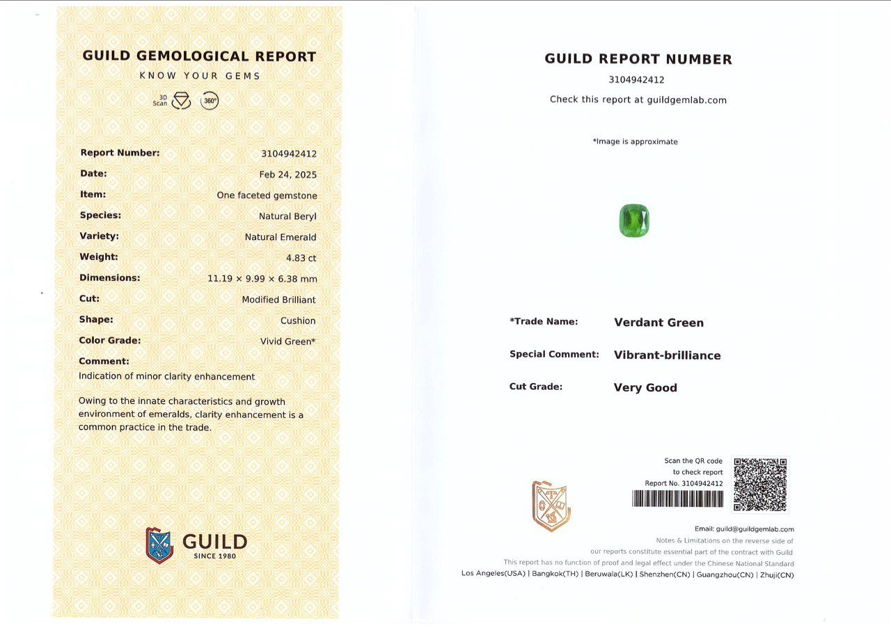 Esmeralda verde vivo talla cojín de 4,83 ct, Panjshir Image №6