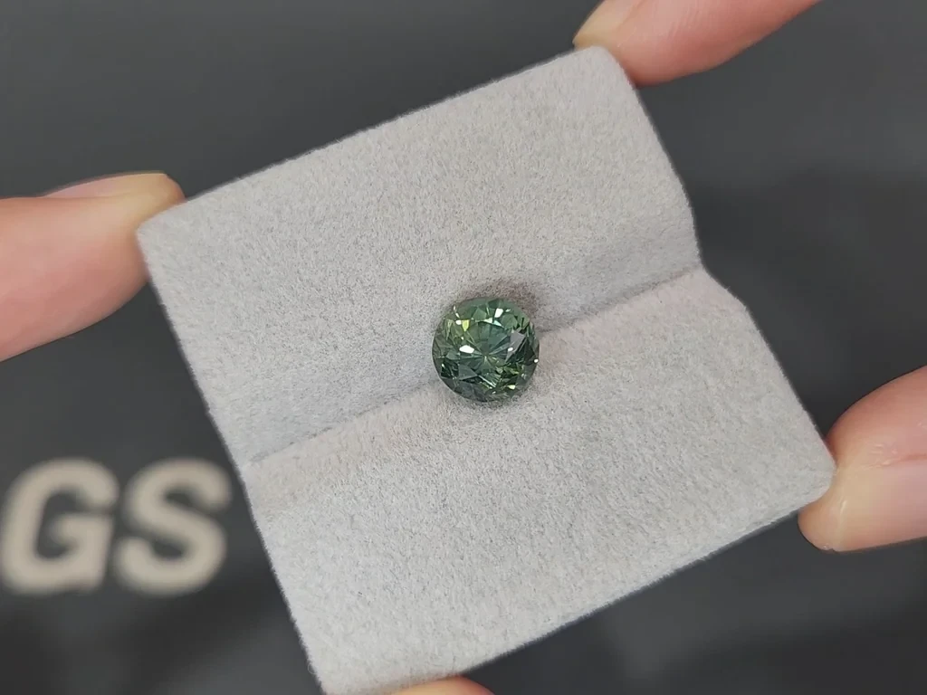 Zafiro verde azulado de talla redonda sin calentar, 4,00 quilates, Madagascar Image №4