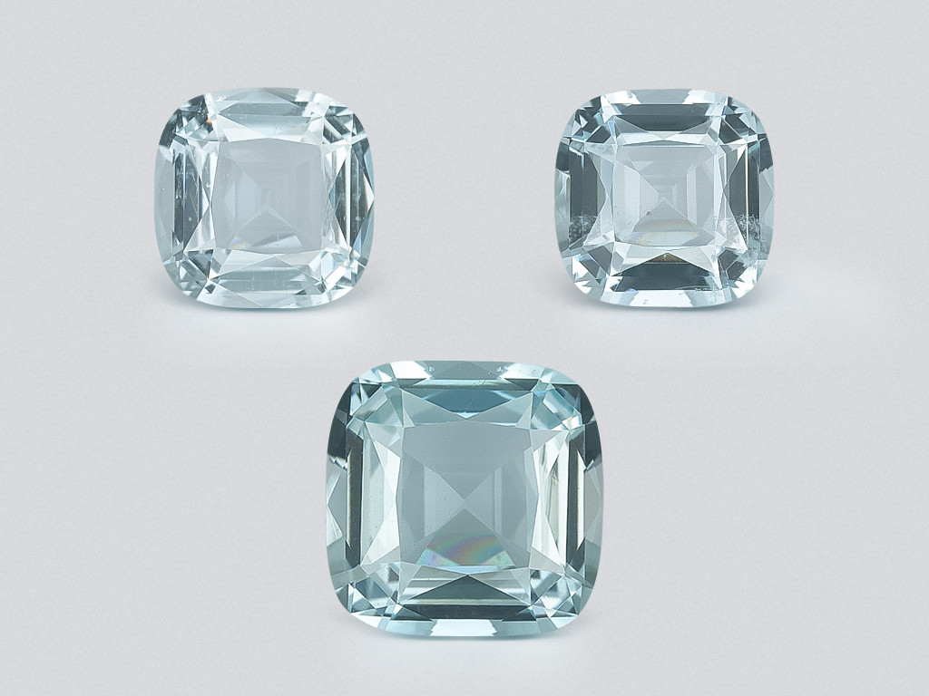 Set of aquamarines cushion cut 5.55 carats, Madagascar Image №1