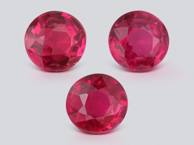 Set of rubies Pigeon Blood Red round cut 0.57 carats, Mozambique photo