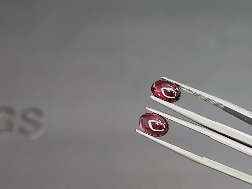 Pair of garnets rhodolite cobachon cut 4.83 carats, Madagascar Image №3