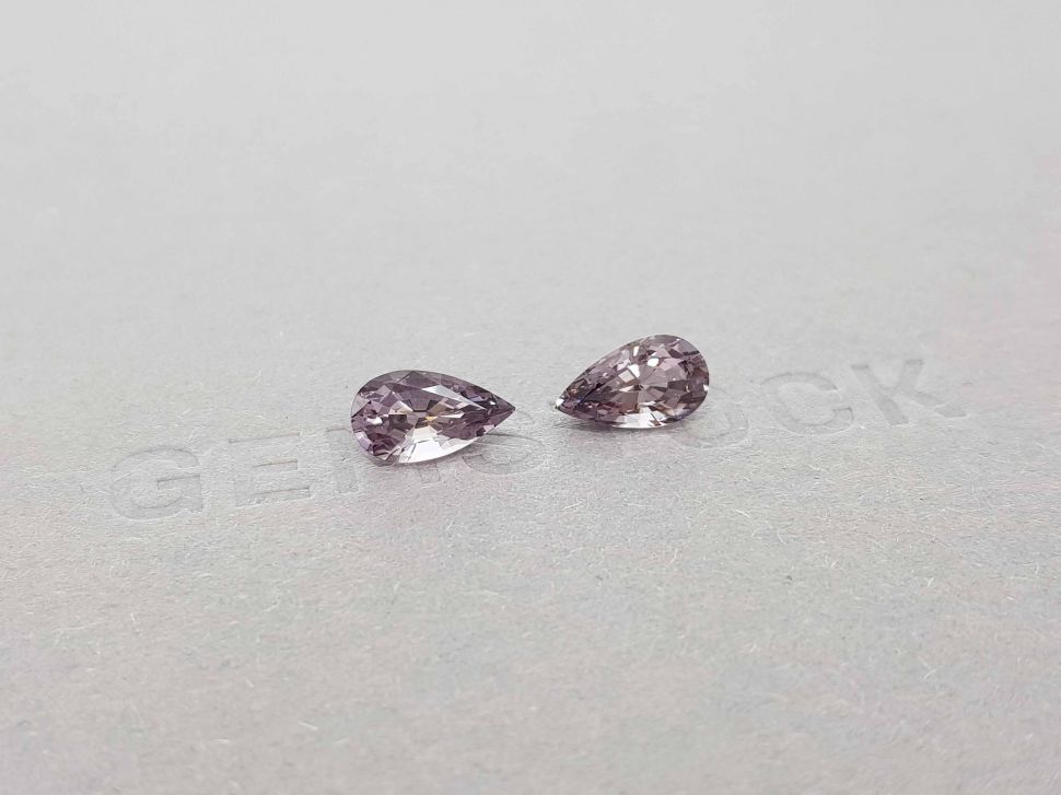 Pair of pear cut mauve spinels 2.71 ct, Burma Image №2
