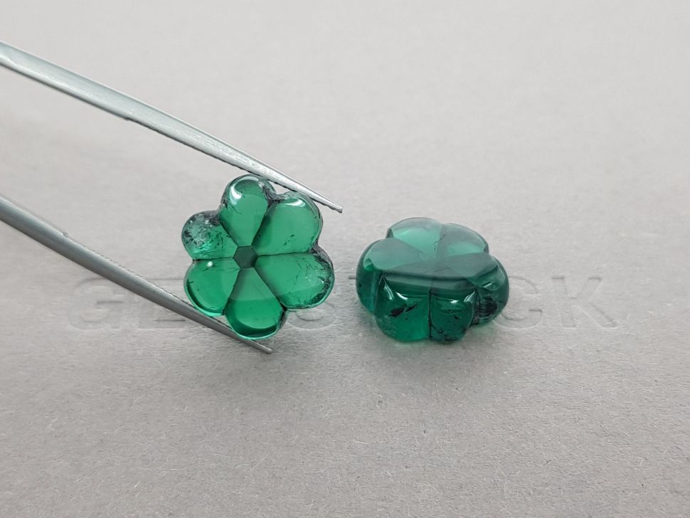 Pair of intense Trapiche emeralds 18.23 ct, GRS Image №4