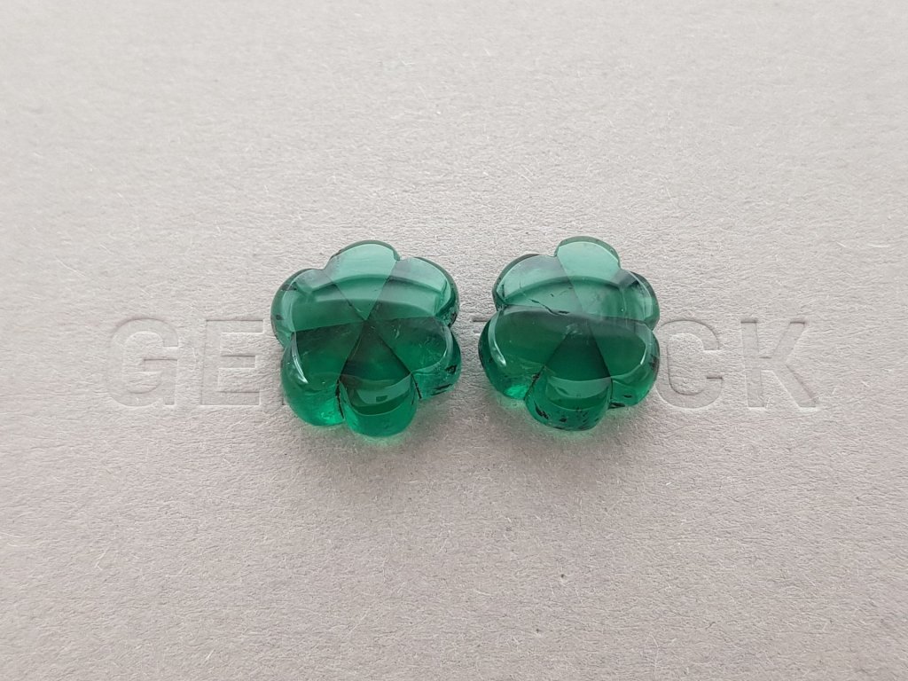 Pair of rare vivid green Trapiche emeralds 18.23 ct from Colombia, GRS Image №1