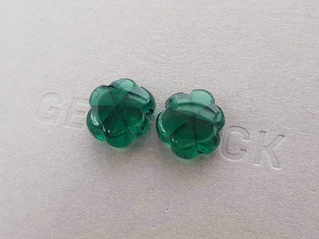 Pair of rare vivid green Trapiche emeralds 18.23 ct from Colombia, GRS Image №3