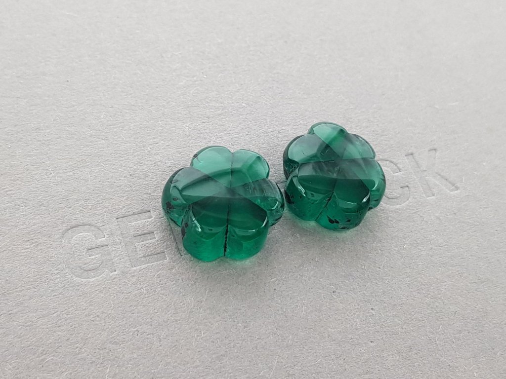 Pair of rare vivid green Trapiche emeralds 18.23 ct from Colombia, GRS Image №2