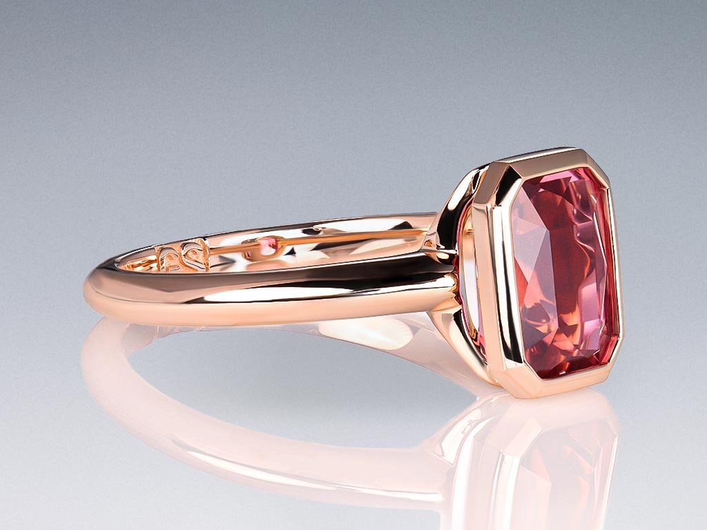 Ring with rubellite tourmaline 2.84 ct in 18K rose gold Image №2