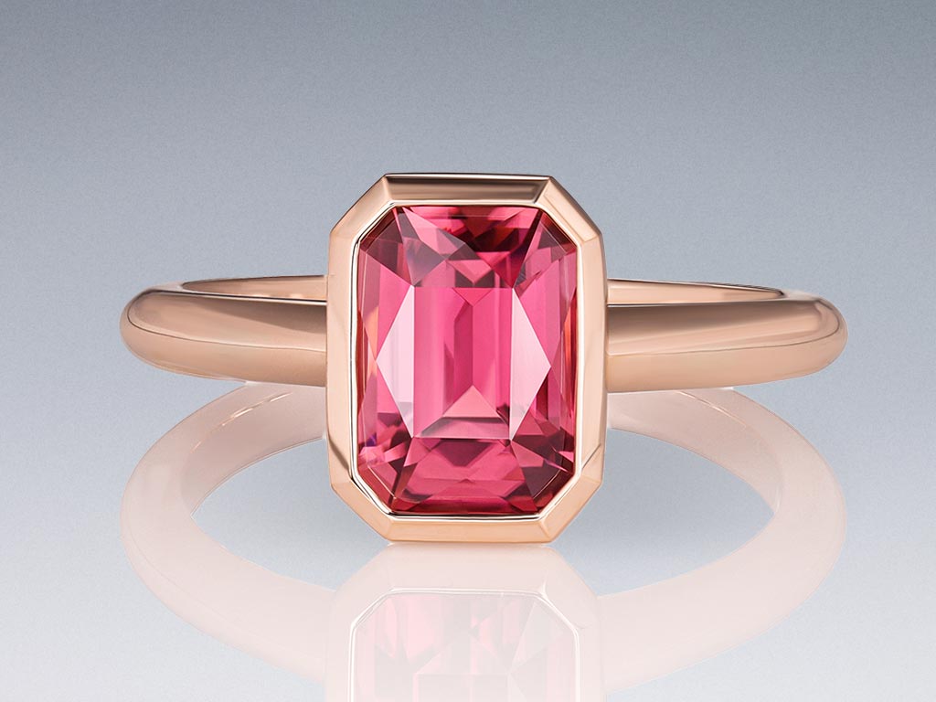Ring with rubellite tourmaline 2.84 ct in 18K rose gold Image №1