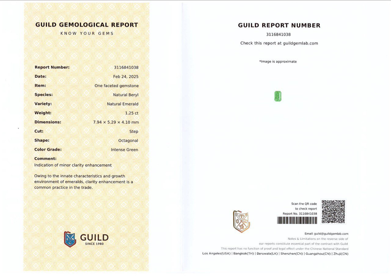 Émeraude taille octogonale vert intense 1,25 carat, Panjshir Image №6