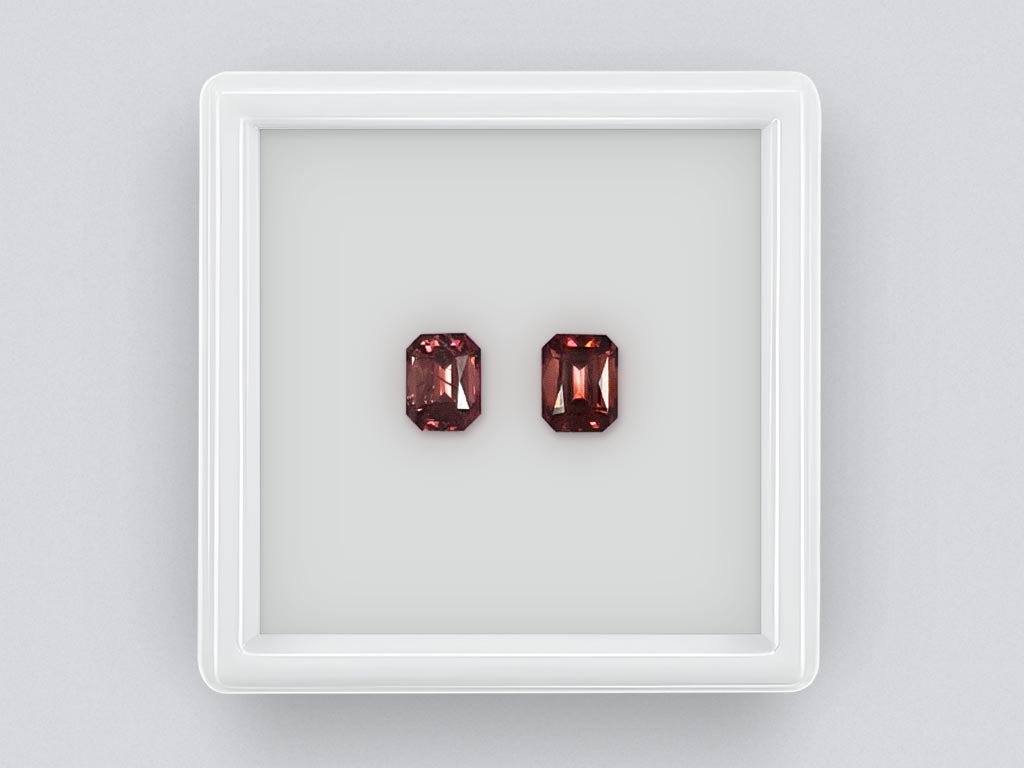 Pair of octagon cut rubellites 2.05 card Image №1