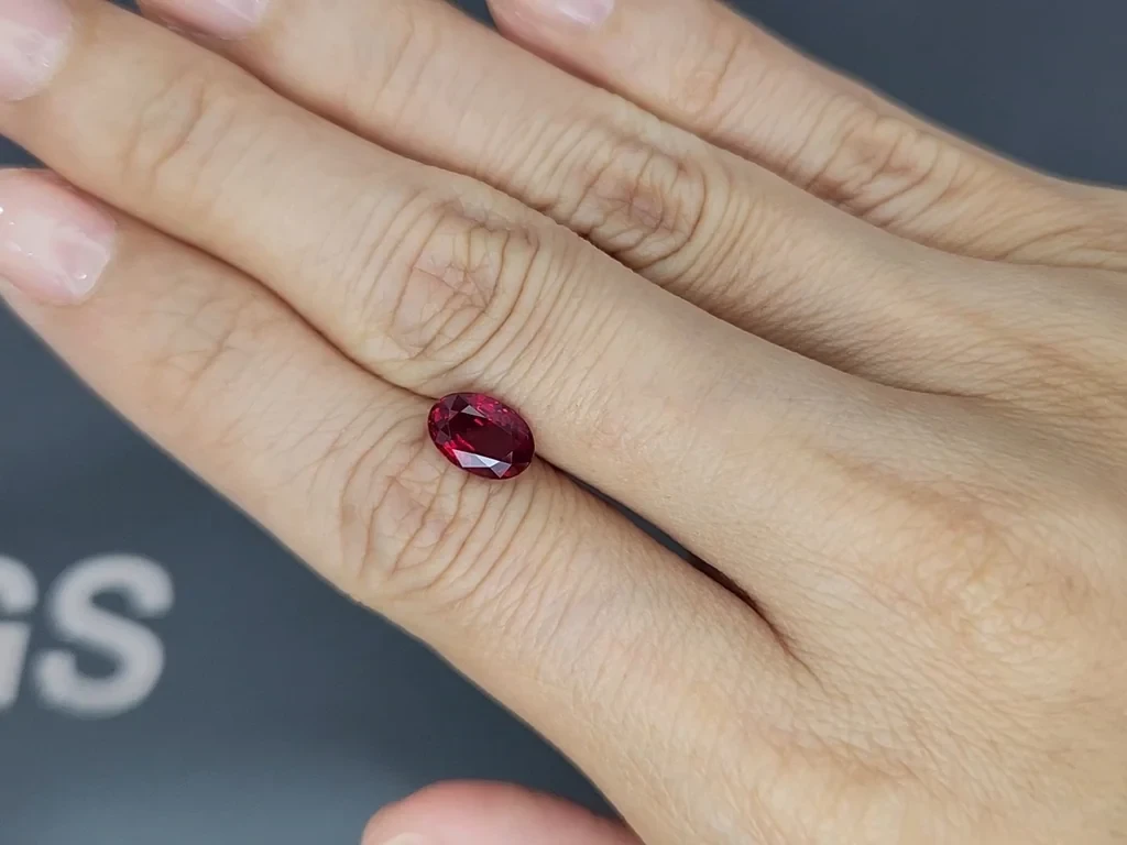 Unheated ruby Pigeon blood oval cut 2.05 carats, Mozambique. GRS Image №2