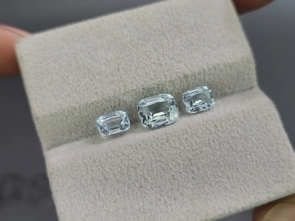 Set of aquamarines cushion cut  2.04 carats, Madagascar Image №5