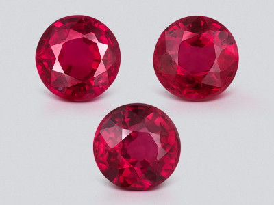 Set of rubies Pegeon Blood Red  round cut 0.80 carats, Mozambique photo