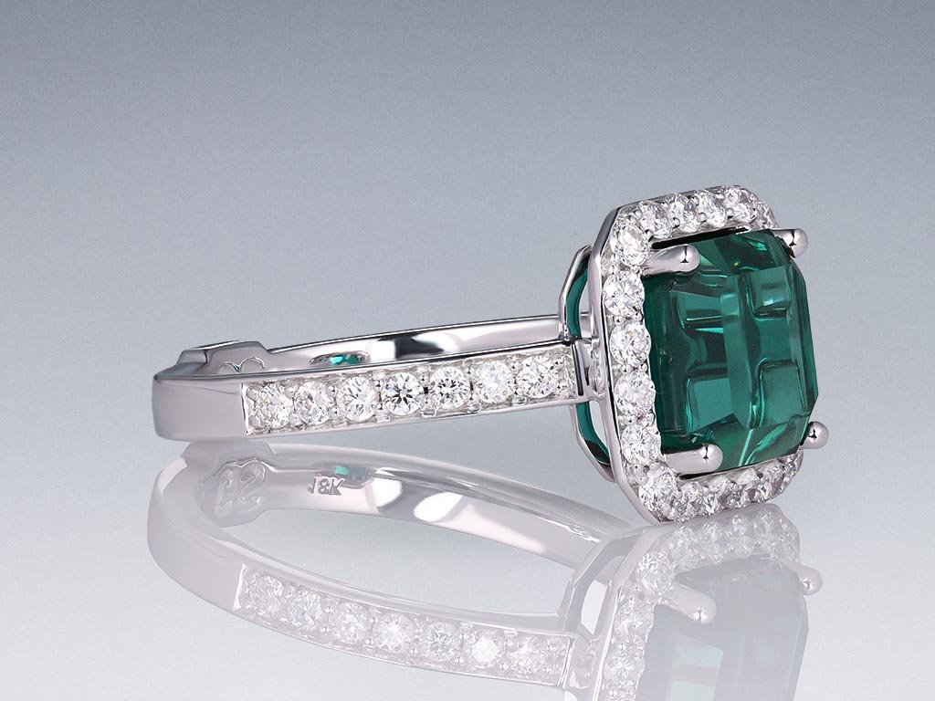 Ring with indicolite tourmaline 3.65 ct  and diamonds in 18K white gold Image №2
