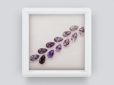 Set of calibrated sapphires 5x3 mm in pear cut 3.02 carats/12 pcs. photo