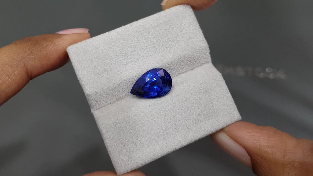 Royal Blue pear cut sapphire 5.31 carats, Sri Lanka Image №4