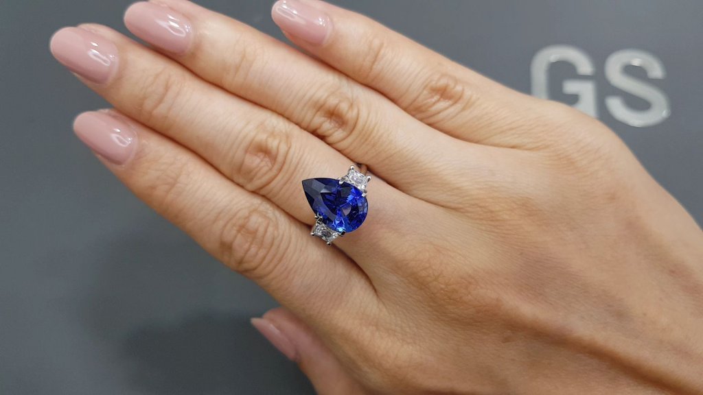 Royal Blue pear cut sapphire 5.31 carats, Sri Lanka Image №5