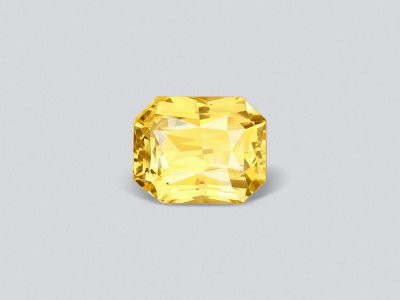 Top Golden color yellow sapphire in radiant cut 4.15 carats, Sri Lanka photo