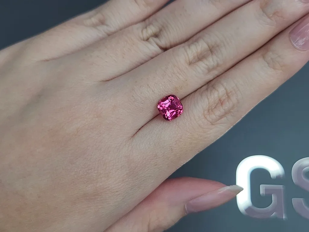 Vivid pink Mahenge spinel in cushion cut 2.19 carats, Tanzania Image №2