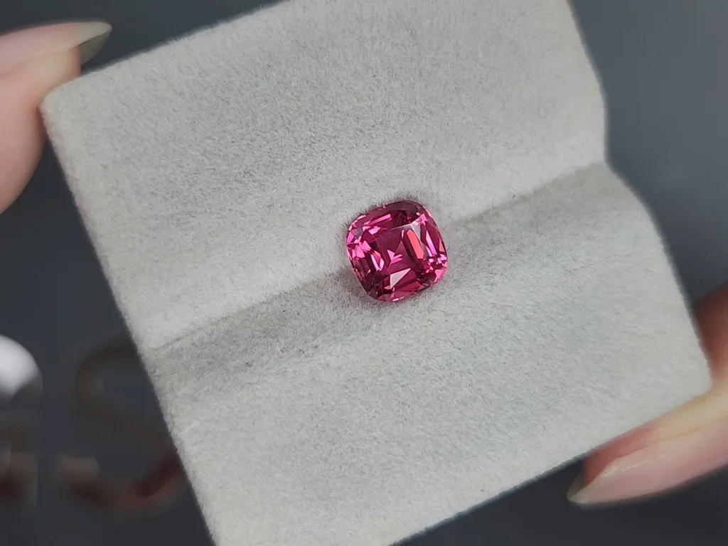 Vivid pink Mahenge spinel in cushion cut 2.19 carats, Tanzania Image №4