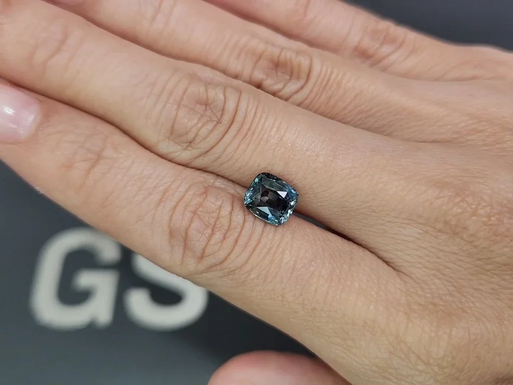 Zafiro verde azulado de talla cojín sin calentar de 2,53 quilates, Sri Lanka Image №2