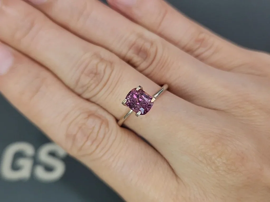 Purple spinel cushion cut 1.69 carats, Vietnam Image №5